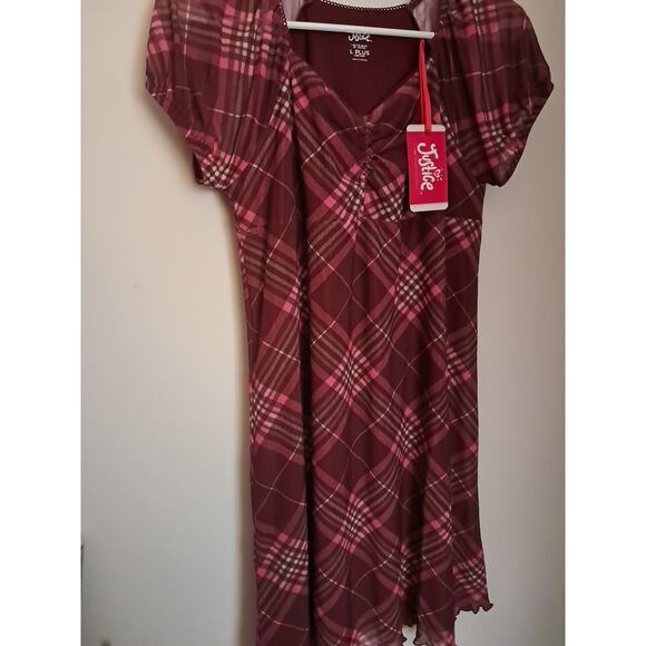 Justice Girls Large Plus (12 P-14p) Dress Burgundy - Picture 1 of 9